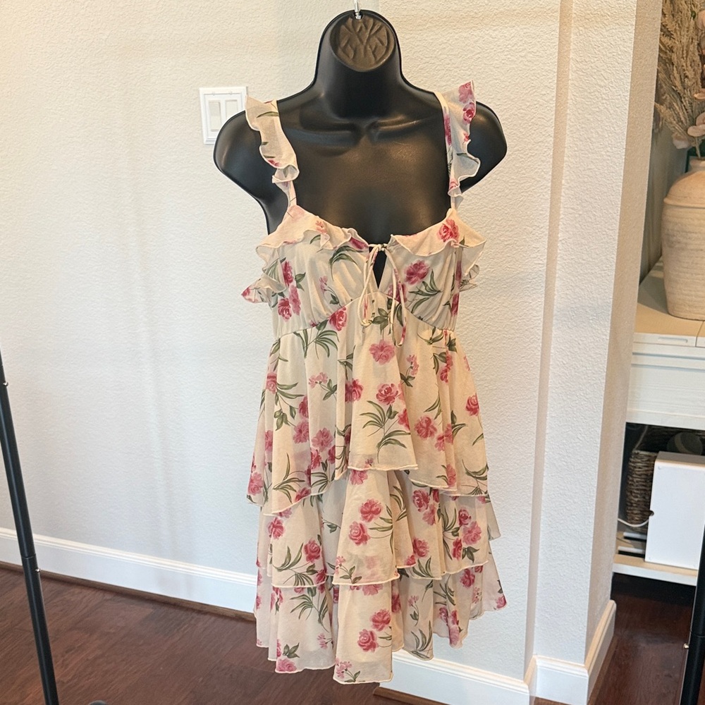 Wild Fable Pink Floral Tiered Kids Dress